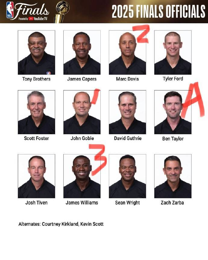 总决赛G5裁判阵容:戈布尔、戴维斯以及威廉姆斯